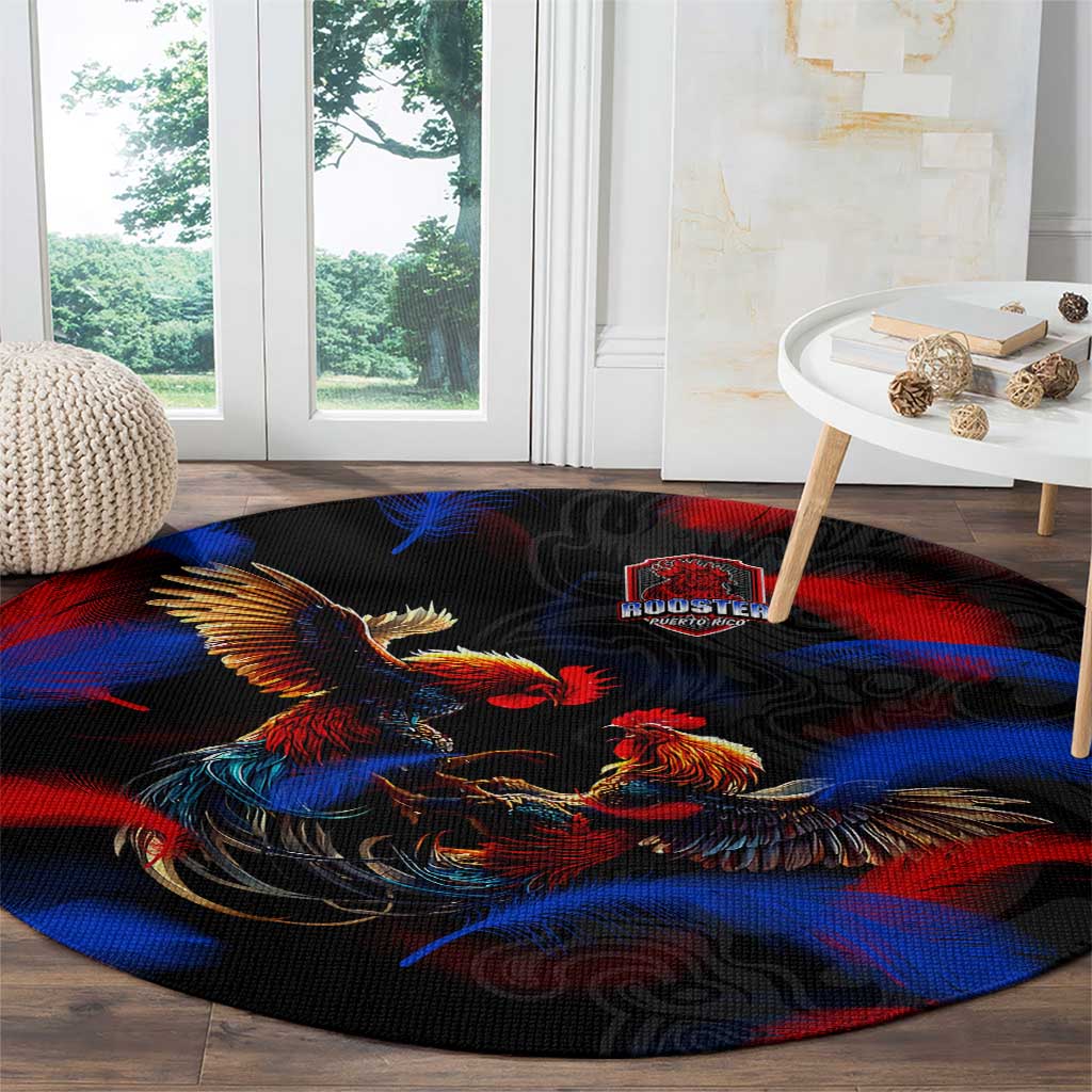 Puerto Rican Rooster Round Carpet Puerto Rico Pride and Power Spirit
