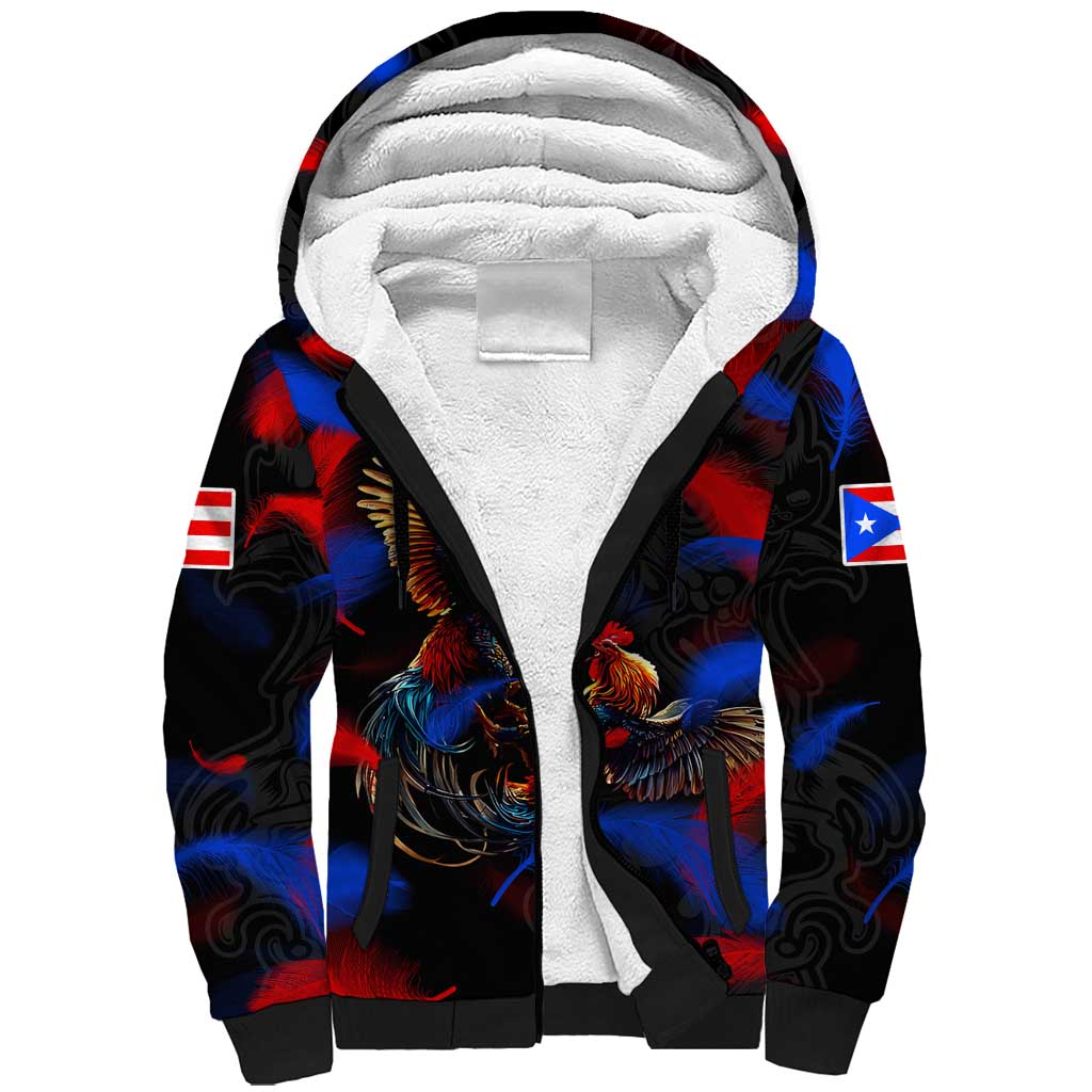 Puerto Rican Rooster Sherpa Hoodie Puerto Rico Pride and Power Spirit
