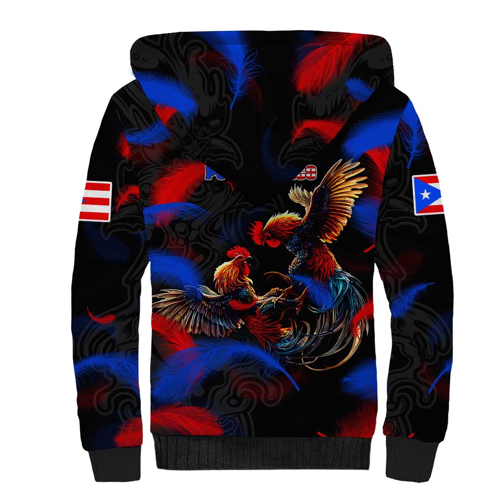 Puerto Rican Rooster Sherpa Hoodie Puerto Rico Pride and Power Spirit