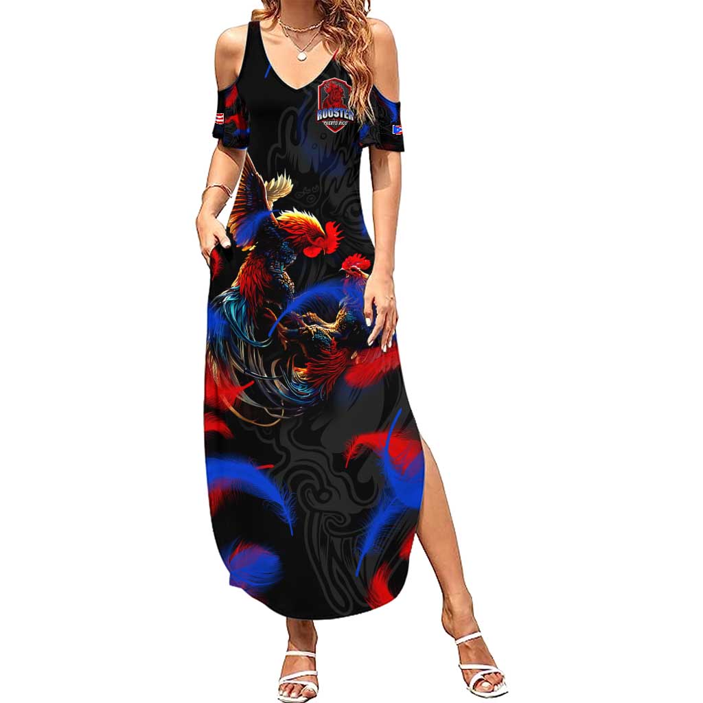 Puerto Rican Rooster Summer Maxi Dress Puerto Rico Pride and Power Spirit