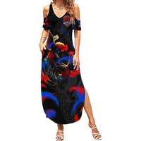 Puerto Rican Rooster Summer Maxi Dress Puerto Rico Pride and Power Spirit