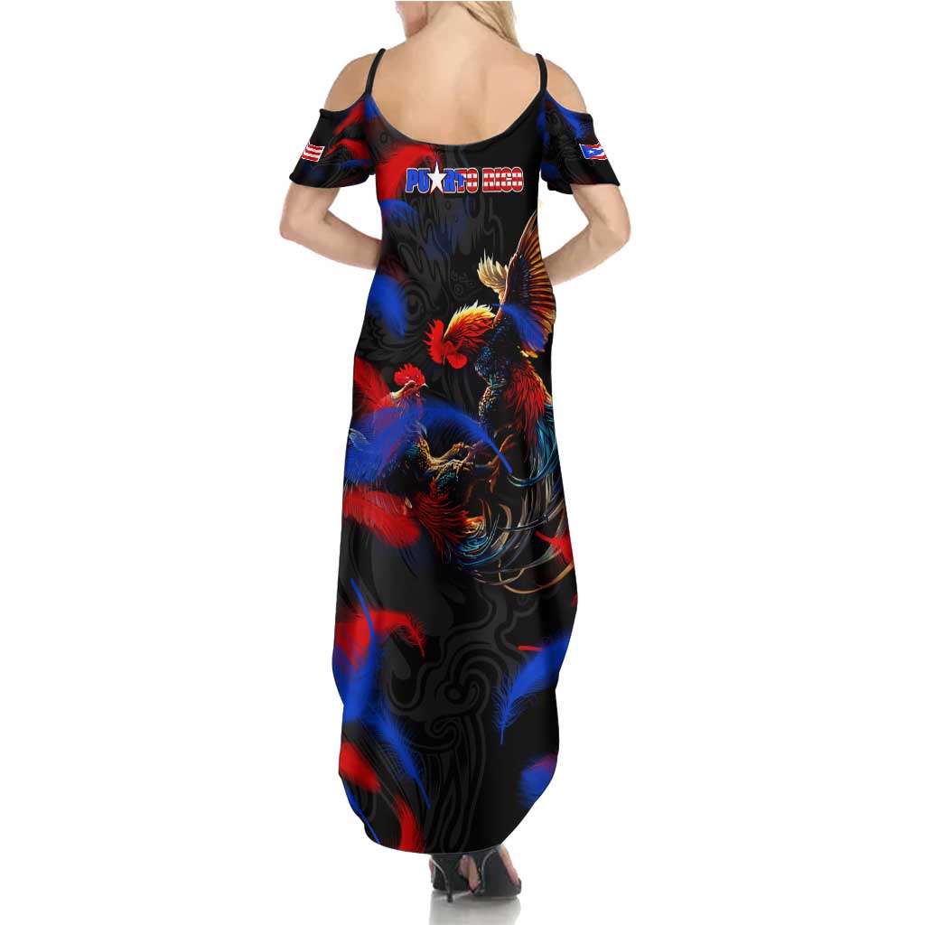 Puerto Rican Rooster Summer Maxi Dress Puerto Rico Pride and Power Spirit