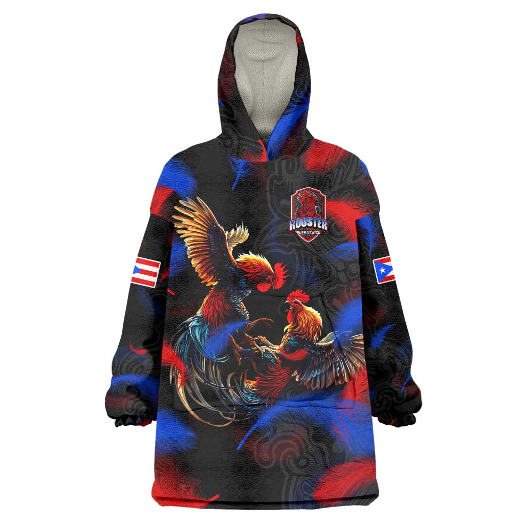 Puerto Rican Rooster Wearable Blanket Hoodie Puerto Rico Pride and Power Spirit