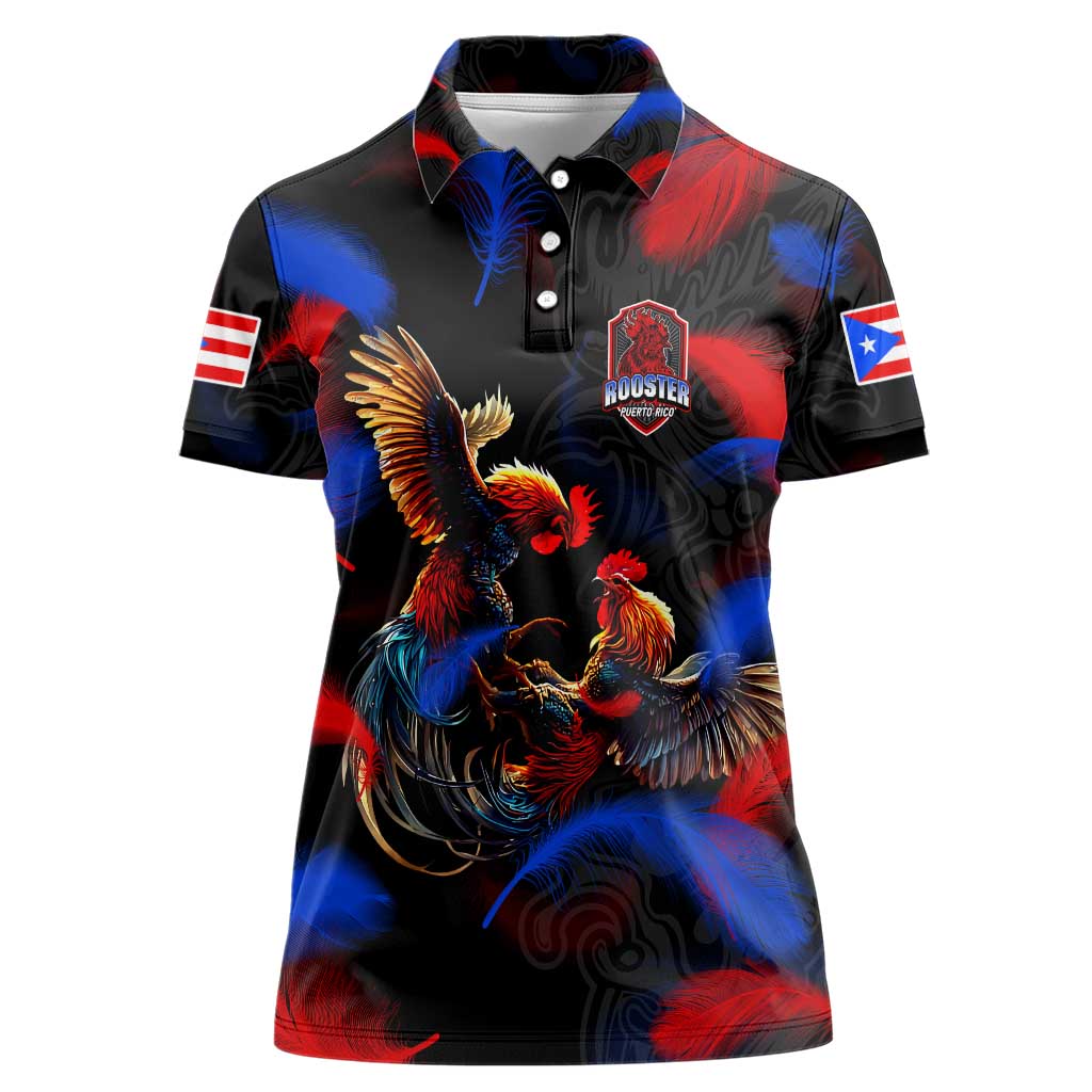 Puerto Rican Rooster Women Polo Shirt Puerto Rico Pride and Power Spirit