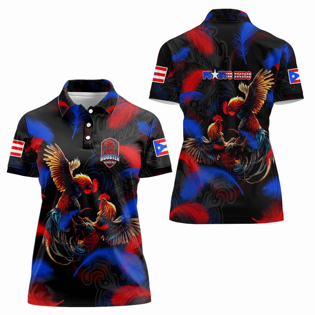 Puerto Rican Rooster Women Polo Shirt Puerto Rico Pride and Power Spirit