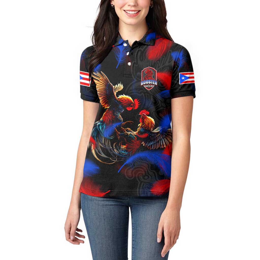 Puerto Rican Rooster Women Polo Shirt Puerto Rico Pride and Power Spirit