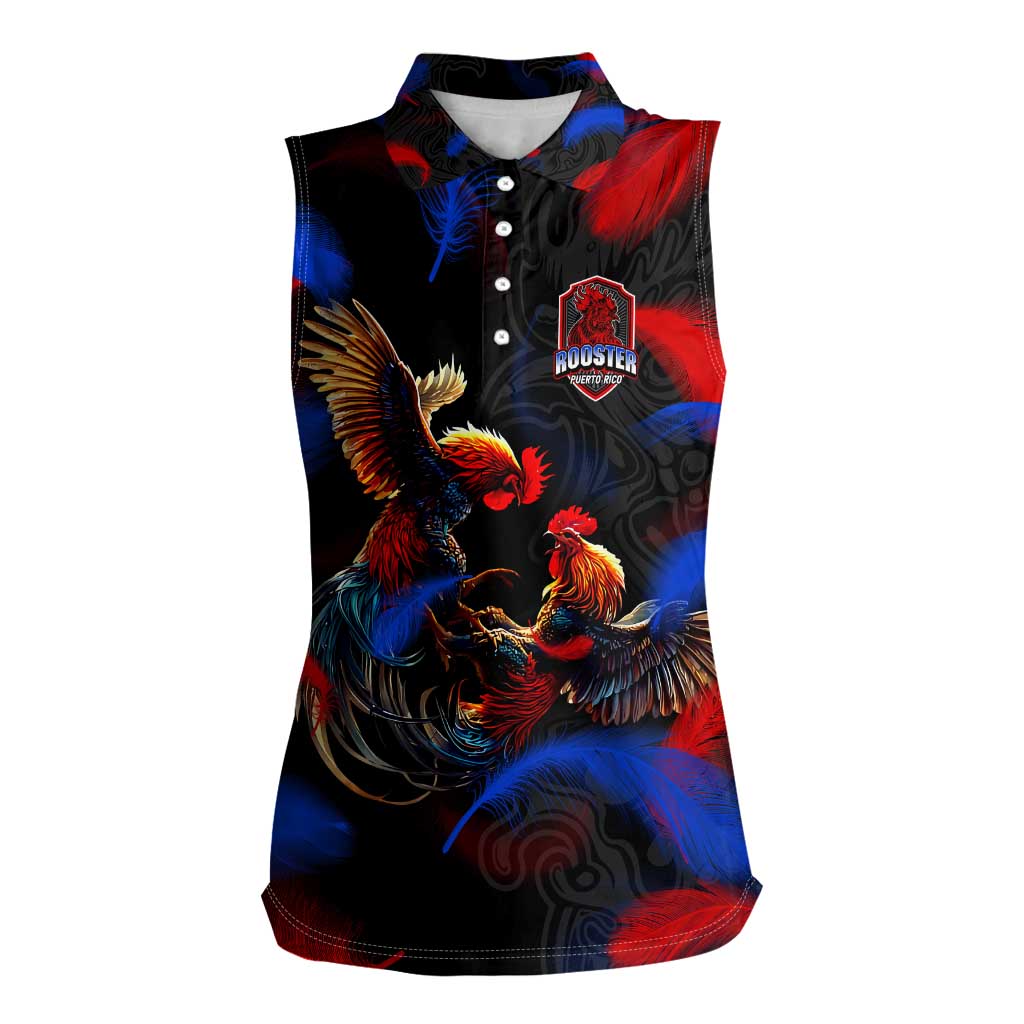 Puerto Rican Rooster Women Sleeveless Polo Shirt Puerto Rico Pride and Power Spirit
