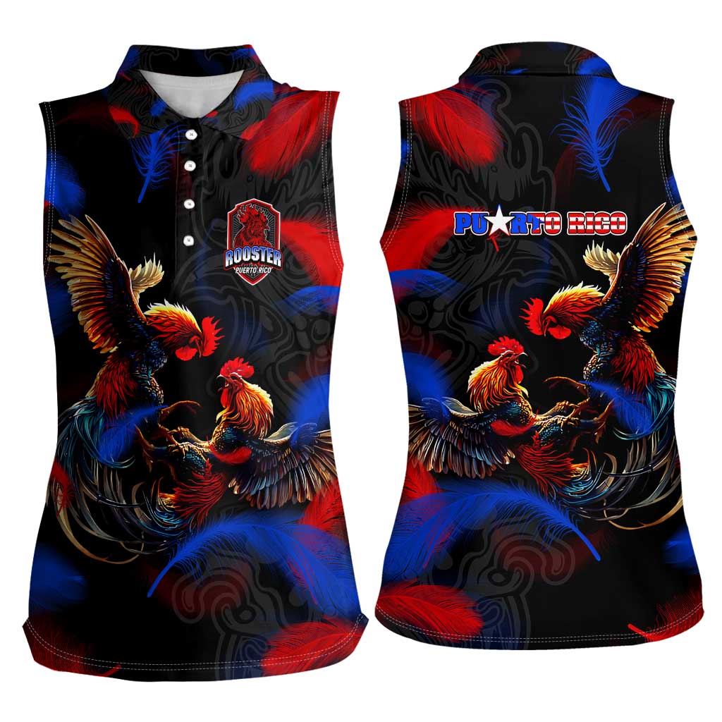 Puerto Rican Rooster Women Sleeveless Polo Shirt Puerto Rico Pride and Power Spirit