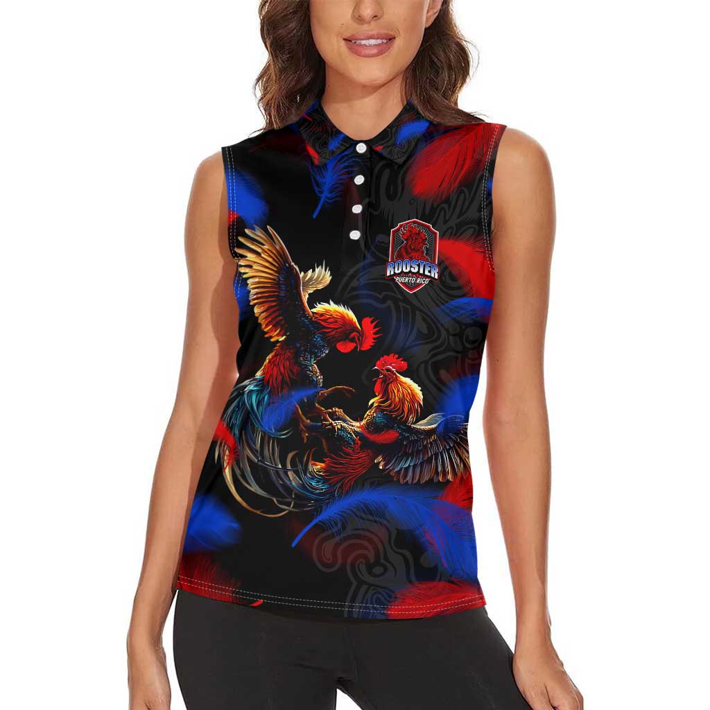 Puerto Rican Rooster Women Sleeveless Polo Shirt Puerto Rico Pride and Power Spirit
