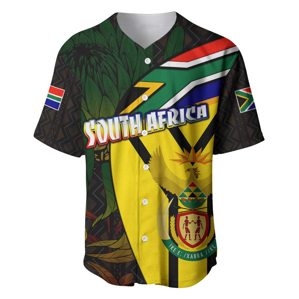 South Africa Coat Of Arms Baseball Jersey Protea Unity Heritage