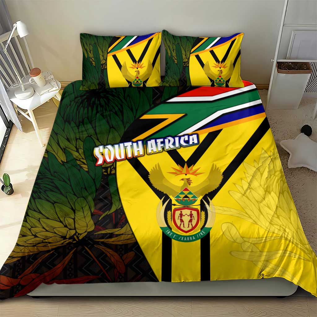 South Africa Coat Of Arms Bedding Set Protea Unity Heritage