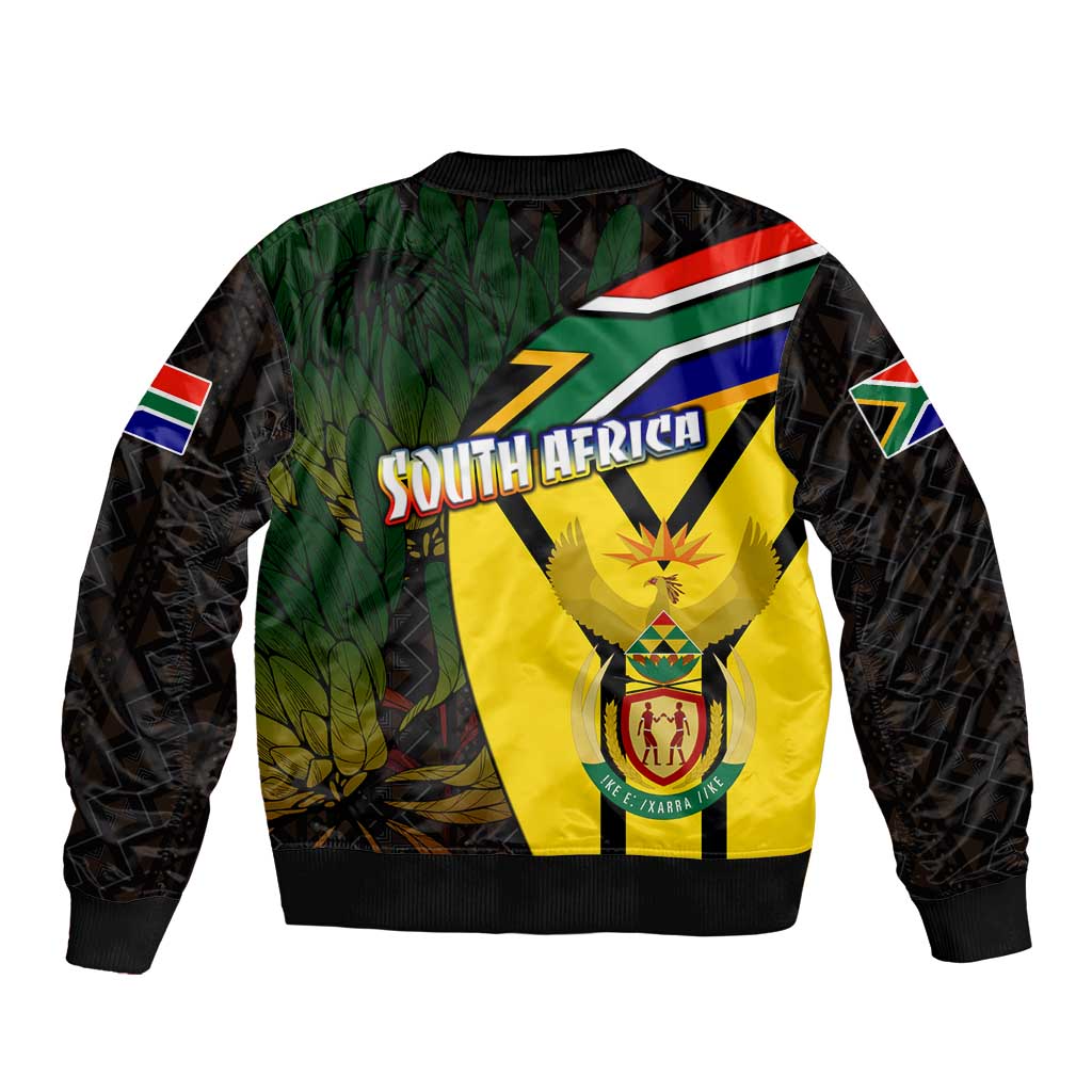 South Africa Coat Of Arms Bomber Jacket Protea Unity Heritage