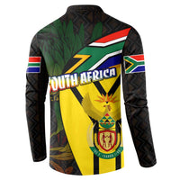 South Africa Coat Of Arms Button Sweatshirt Protea Unity Heritage