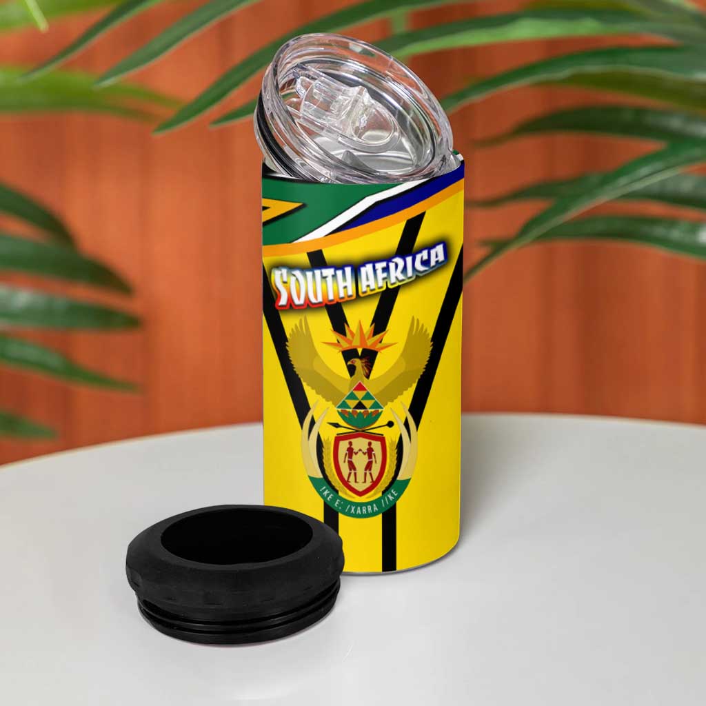 South Africa Coat Of Arms 4 in 1 Can Cooler Tumbler Protea Unity Heritage
