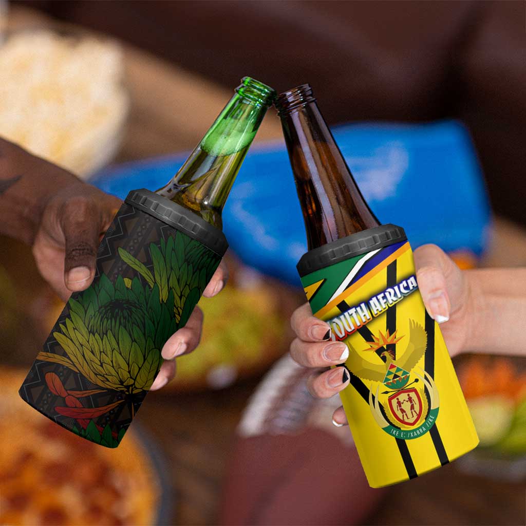 South Africa Coat Of Arms 4 in 1 Can Cooler Tumbler Protea Unity Heritage