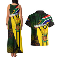 South Africa Coat Of Arms Couples Matching Tank Maxi Dress and Hawaiian Shirt Protea Unity Heritage