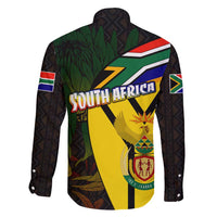 South Africa Coat Of Arms Family Matching Long Sleeve Bodycon Dress and Hawaiian Shirt Protea Unity Heritage