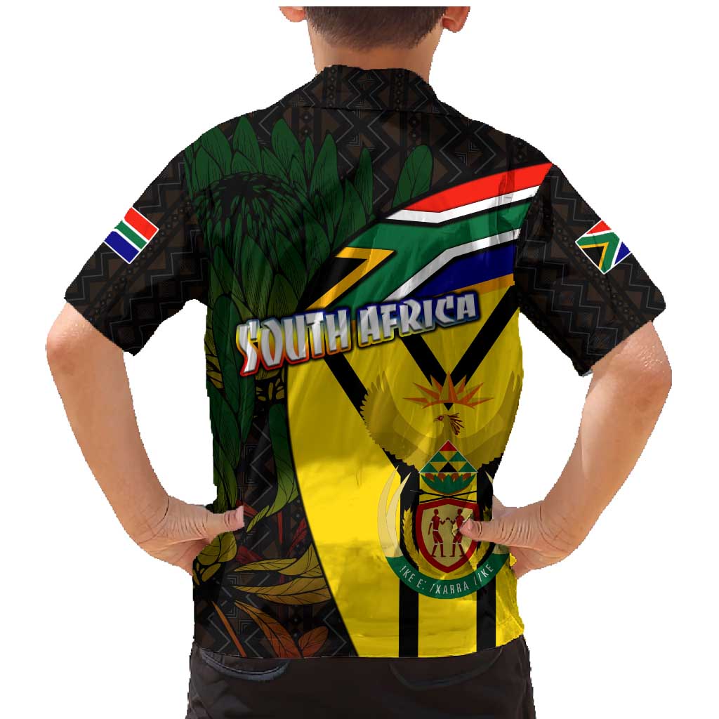 South Africa Coat Of Arms Family Matching Mermaid Dress and Hawaiian Shirt Protea Unity Heritage