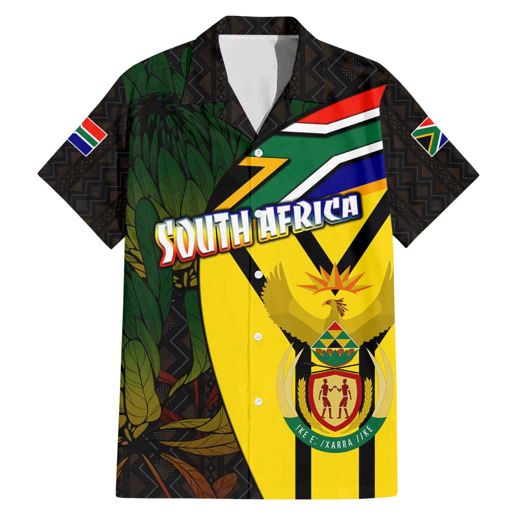 South Africa Coat Of Arms Family Matching Mermaid Dress and Hawaiian Shirt Protea Unity Heritage