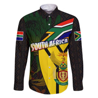 South Africa Coat Of Arms Family Matching Off The Shoulder Long Sleeve Dress and Hawaiian Shirt Protea Unity Heritage