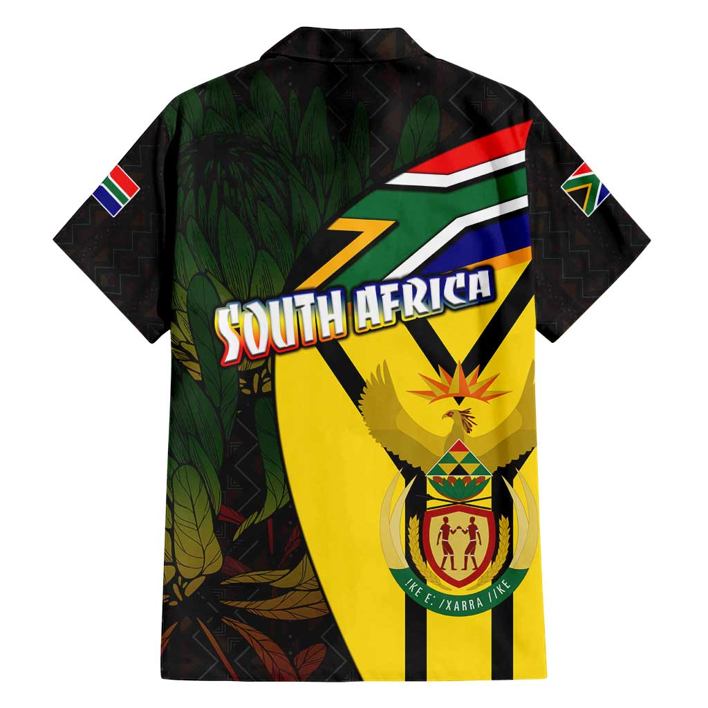 South Africa Coat Of Arms Family Matching Off Shoulder Maxi Dress and Hawaiian Shirt Protea Unity Heritage