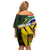 South Africa Coat Of Arms Family Matching Off Shoulder Short Dress and Hawaiian Shirt Protea Unity Heritage