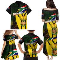 South Africa Coat Of Arms Family Matching Puletasi and Hawaiian Shirt Protea Unity Heritage