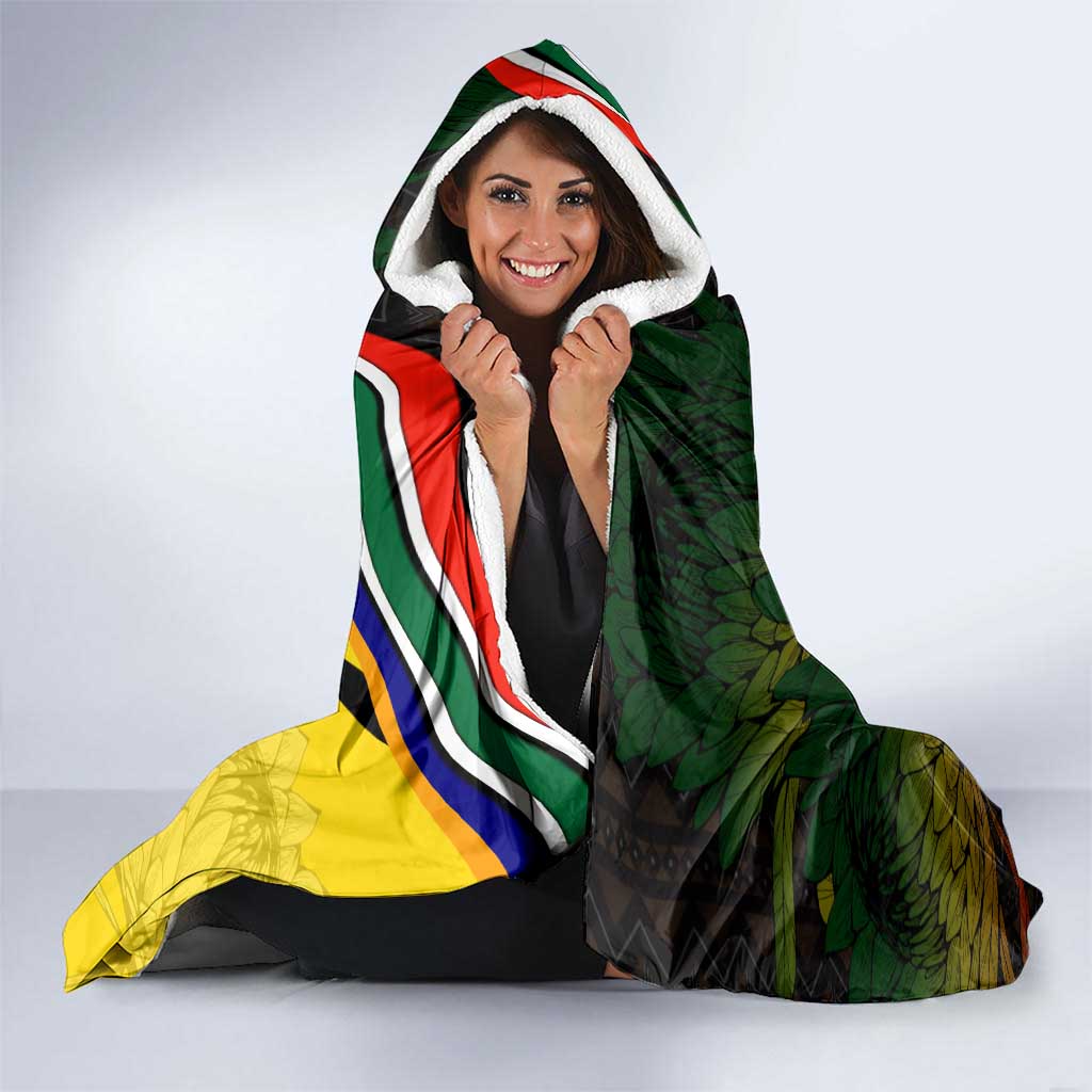 South Africa Coat Of Arms Hooded Blanket Protea Unity Heritage