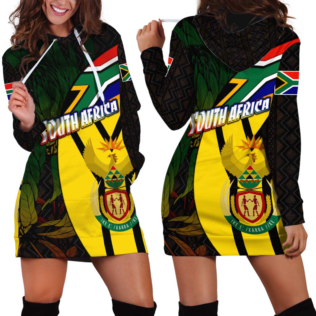 South Africa Coat Of Arms Hoodie Dress Protea Unity Heritage