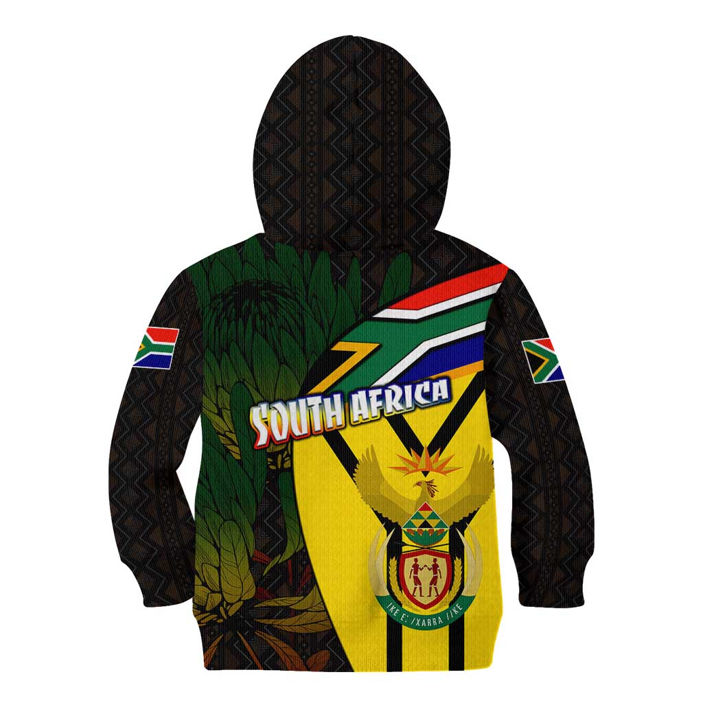 South Africa Coat Of Arms Kid Hoodie Protea Unity Heritage