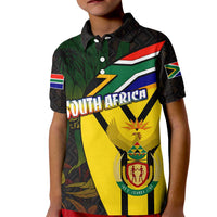 South Africa Coat Of Arms Kid Polo Shirt Protea Unity Heritage