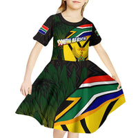 South Africa Coat Of Arms Kid Short Sleeve Dress Protea Unity Heritage
