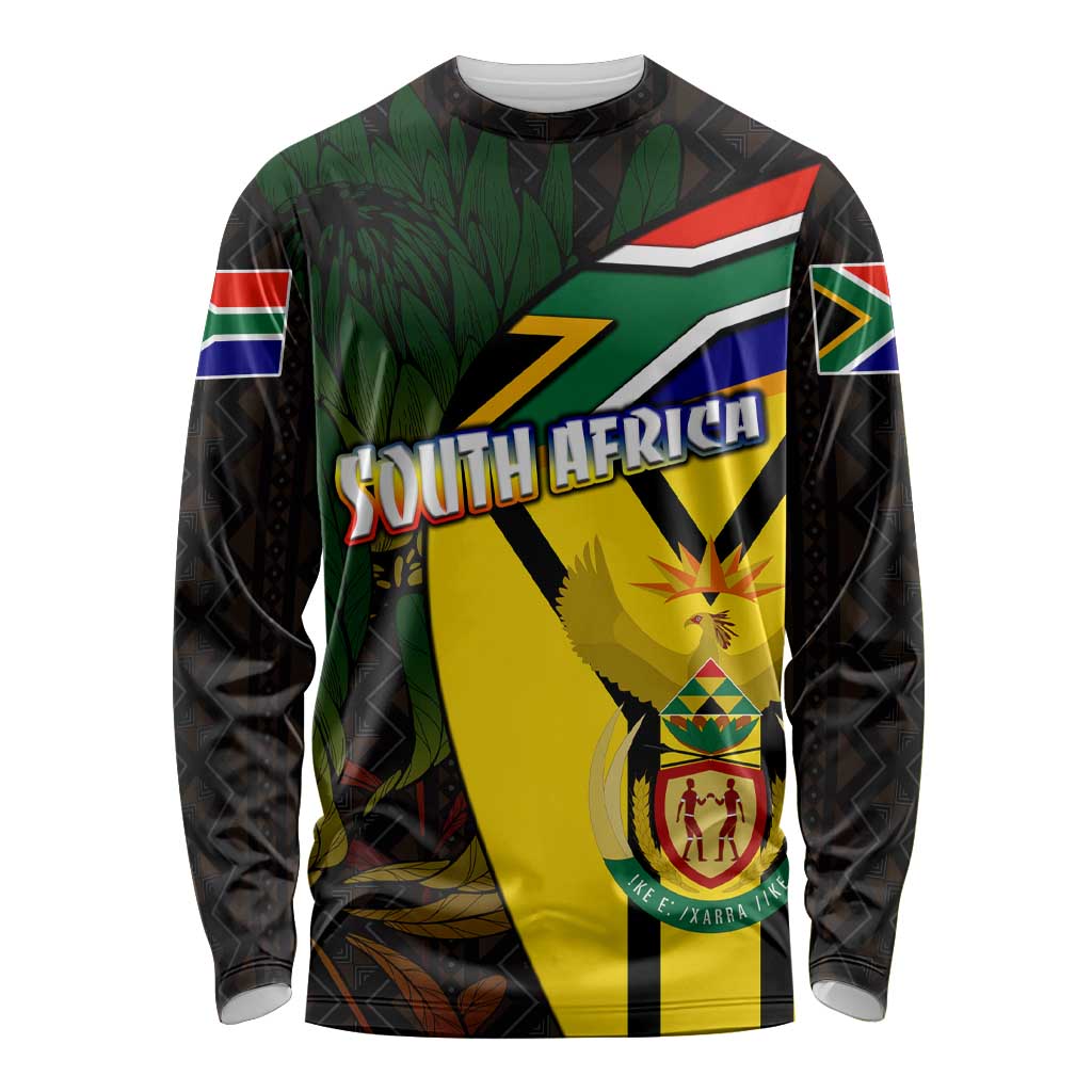 South Africa Coat Of Arms Long Sleeve Shirt Protea Unity Heritage