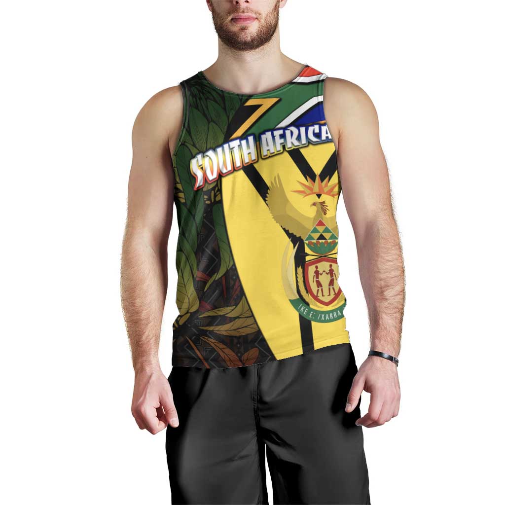 South Africa Coat Of Arms Men Tank Top Protea Unity Heritage