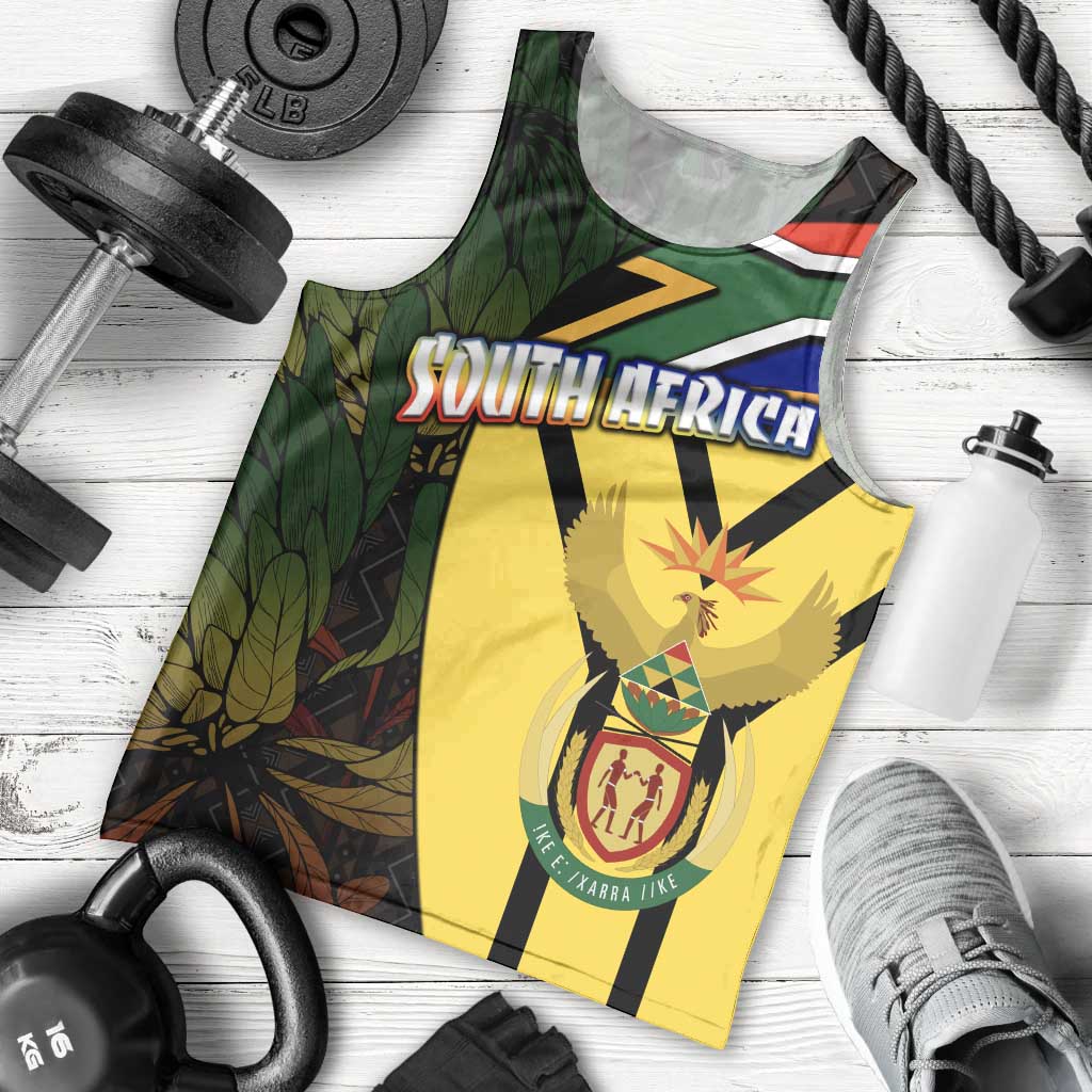 South Africa Coat Of Arms Men Tank Top Protea Unity Heritage