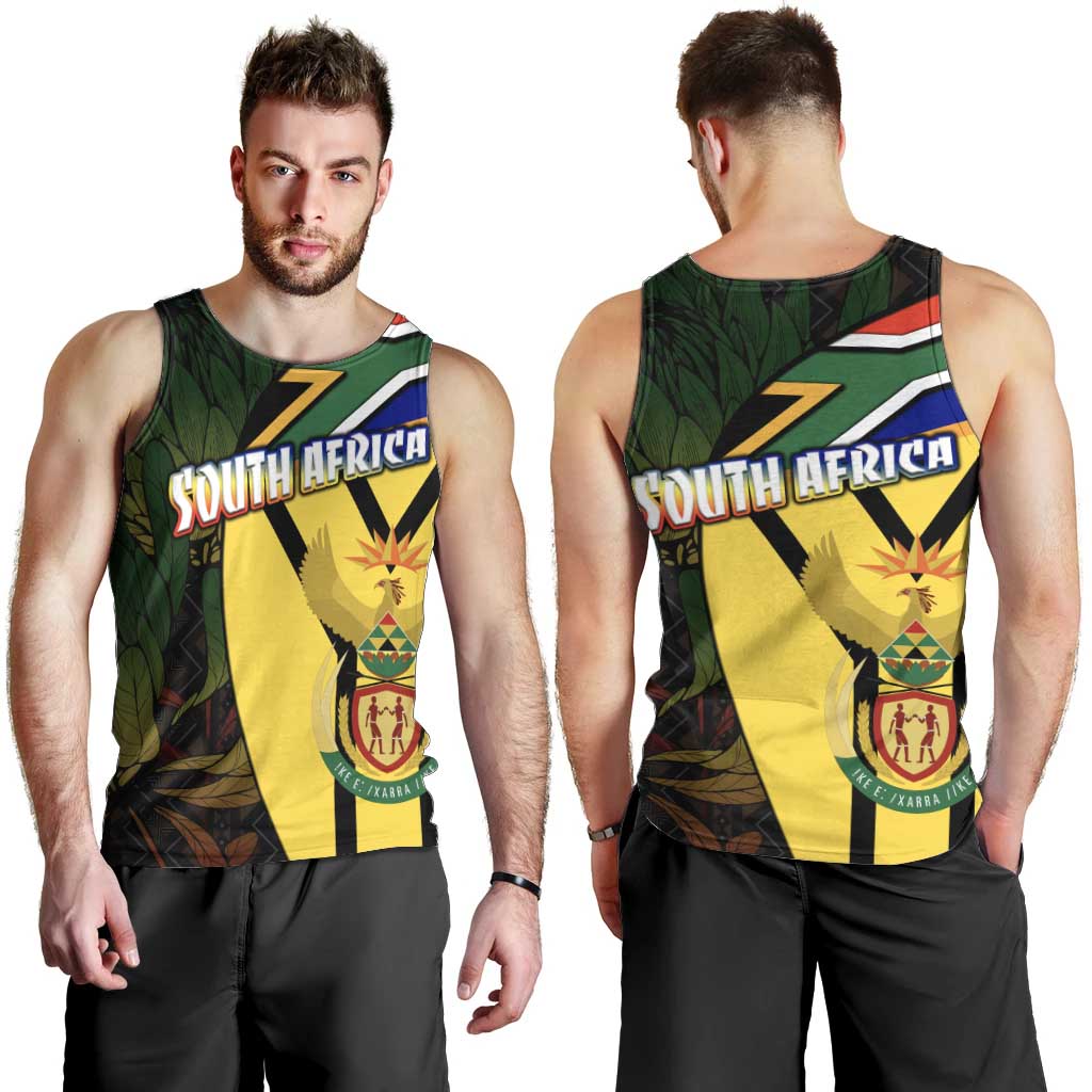 South Africa Coat Of Arms Men Tank Top Protea Unity Heritage