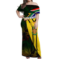 South Africa Coat Of Arms Off Shoulder Maxi Dress Protea Unity Heritage