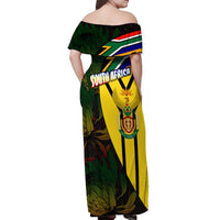 South Africa Coat Of Arms Off Shoulder Maxi Dress Protea Unity Heritage