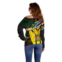 South Africa Coat Of Arms Off Shoulder Sweater Protea Unity Heritage