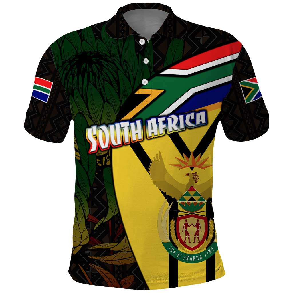 South Africa Coat Of Arms Polo Shirt Protea Unity Heritage