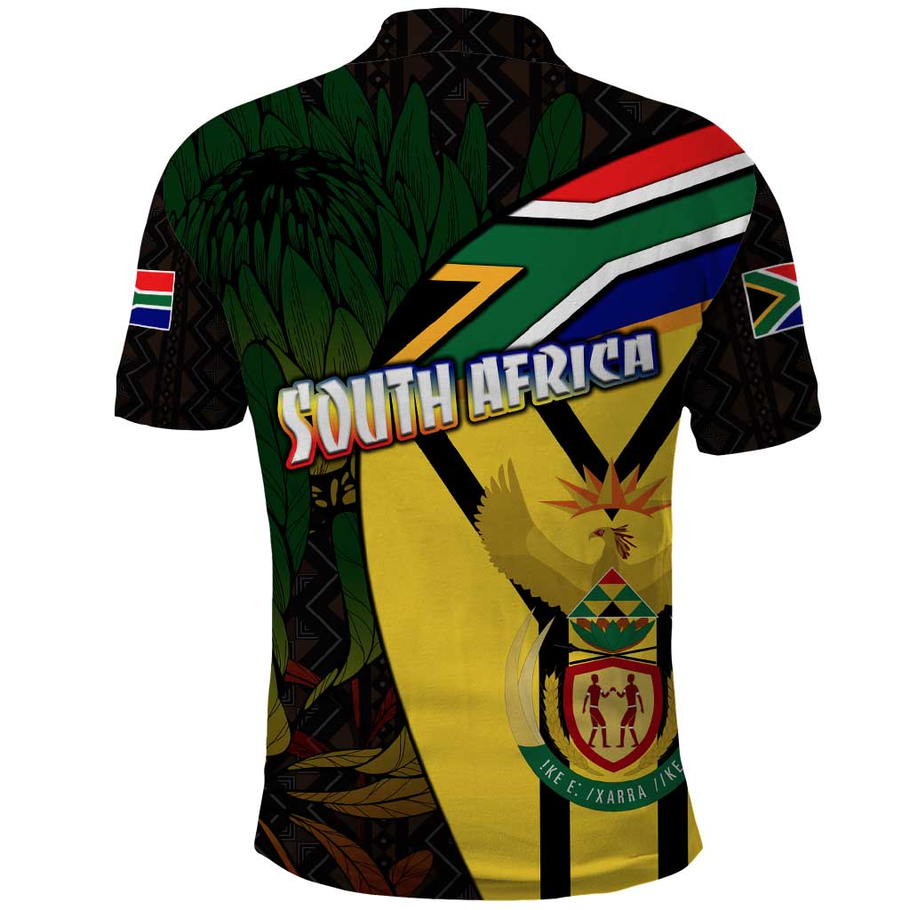 South Africa Coat Of Arms Polo Shirt Protea Unity Heritage