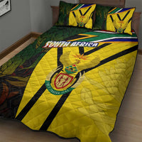 South Africa Coat Of Arms Quilt Bed Set Protea Unity Heritage