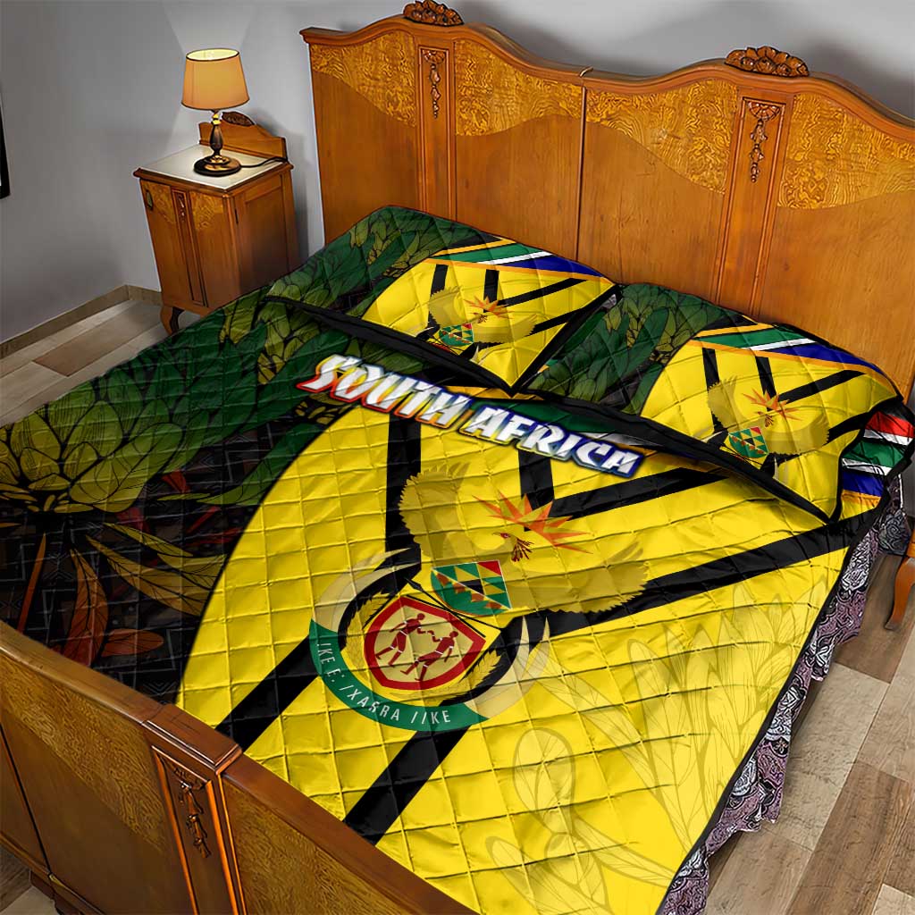South Africa Coat Of Arms Quilt Bed Set Protea Unity Heritage