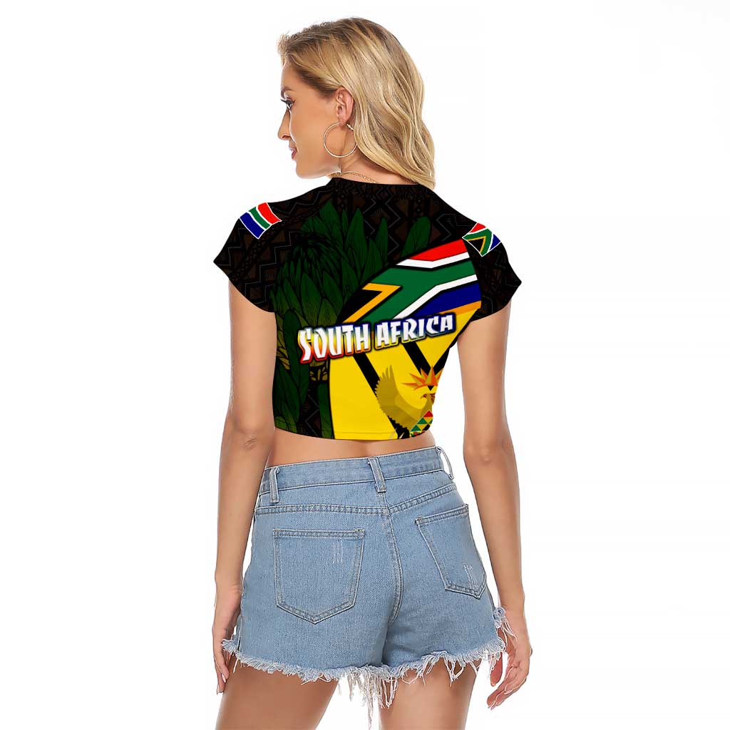 South Africa Coat Of Arms Raglan Cropped T Shirt Protea Unity Heritage