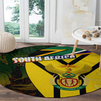 South Africa Coat Of Arms Round Carpet Protea Unity Heritage