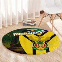 South Africa Coat Of Arms Round Carpet Protea Unity Heritage
