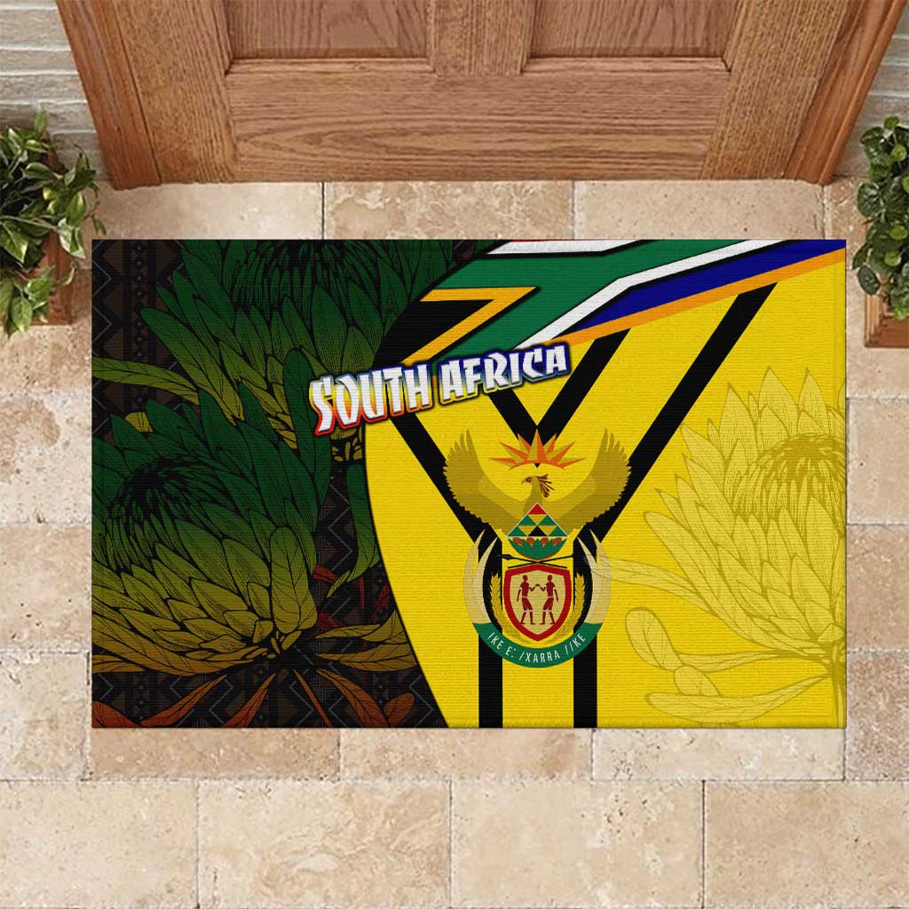 South Africa Coat Of Arms Rubber Doormat Protea Unity Heritage