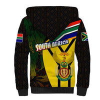 South Africa Coat Of Arms Sherpa Hoodie Protea Unity Heritage