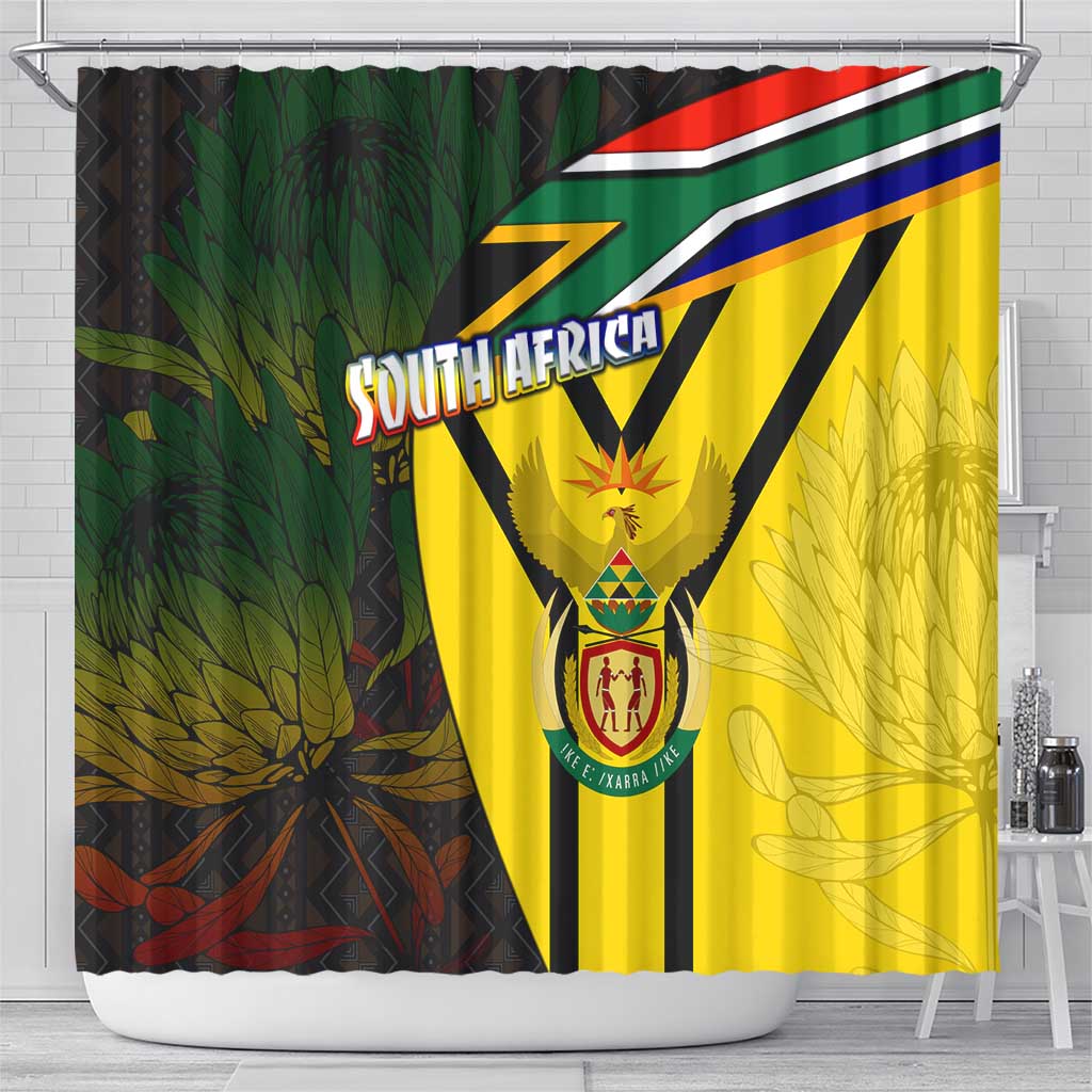 South Africa Coat Of Arms Shower Curtain Protea Unity Heritage