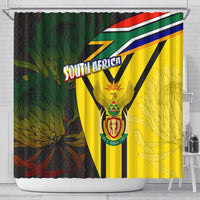 South Africa Coat Of Arms Shower Curtain Protea Unity Heritage